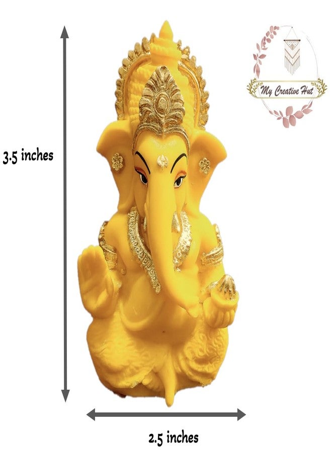 My Creative Hut Ganpati Idol Home Decor Item Ganesh Murti Statue for Gift, Puja Ghar, Gifting, Office, Car Dashboard (Yellow) - Image 2
