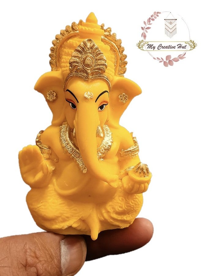 My Creative Hut Ganpati Idol Home Decor Item Ganesh Murti Statue for Gift, Puja Ghar, Gifting, Office, Car Dashboard (Yellow) - Image 3