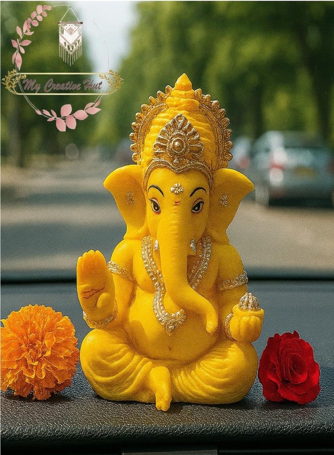 My Creative Hut Ganpati Idol Home Decor Item Ganesh Murti Statue for Gift, Puja Ghar, Gifting, Office, Car Dashboard (Yellow) - Image 5