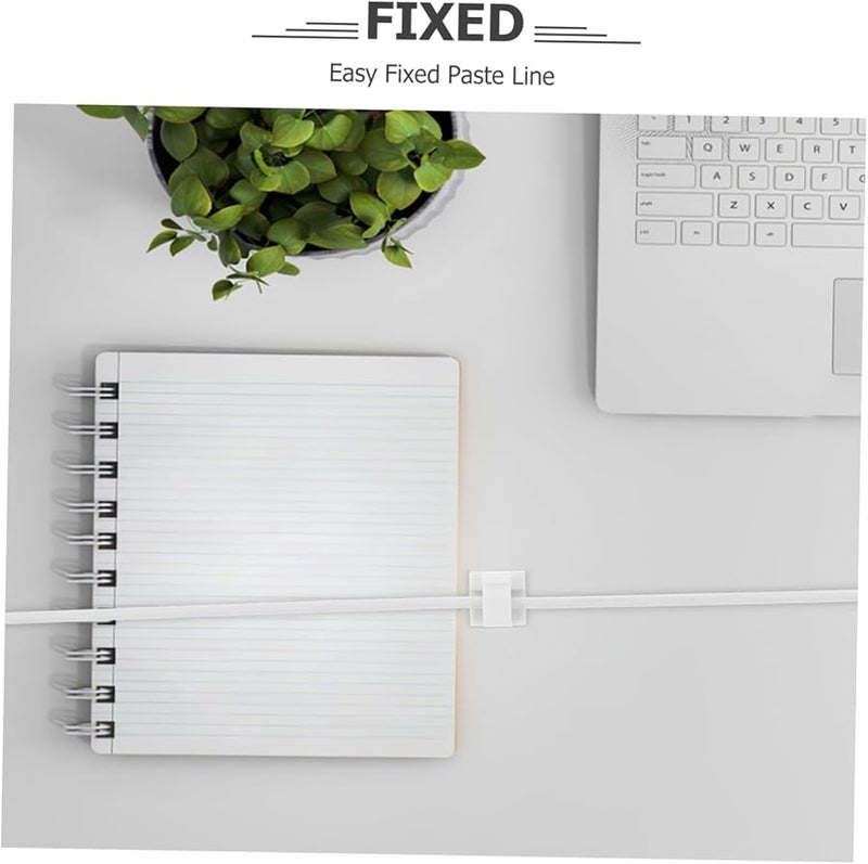 White Cable Clips 200pcs Adhesive Hooks Wire Mounting Cord Organizer For Desk Wall - Image 4