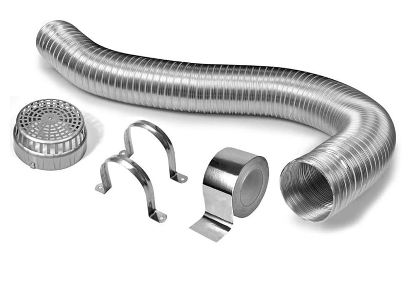 ARIK Kitchen Chimney Installation Kit Aluminium Exhaust Pipe (10 Feet) with free Cowl Cover 1 Pcs Aluminium Silver Tape 2 Mtr Roll, 2Pcs Clamps Flexible Aluminum Duct Pipe for Kitchen Chimney - Image 1