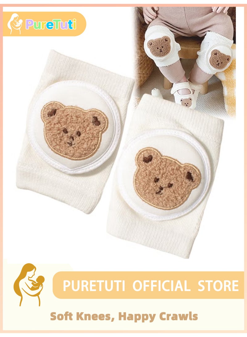 PureTuti Baby Knee Pads, Pure Cotton Baby Crawling Anti Slip Knee Pads, Soft Comfortable, Thin ElasticUnisex Baby Toddlers Kneepads, Crawling Aid, Baby's Knee - Image 1