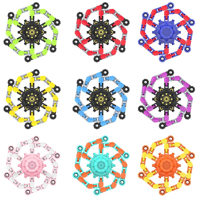 Irvotbes Easter Basket Stuffers Transformable Fidget Spinners,Funny Stress Relief Sensory Fidget Toys,Deformable Chain DIY Robot Fingertip Gyros Toy Party Favors Kids Easter Basket Stuffers(9PC) - Image 1