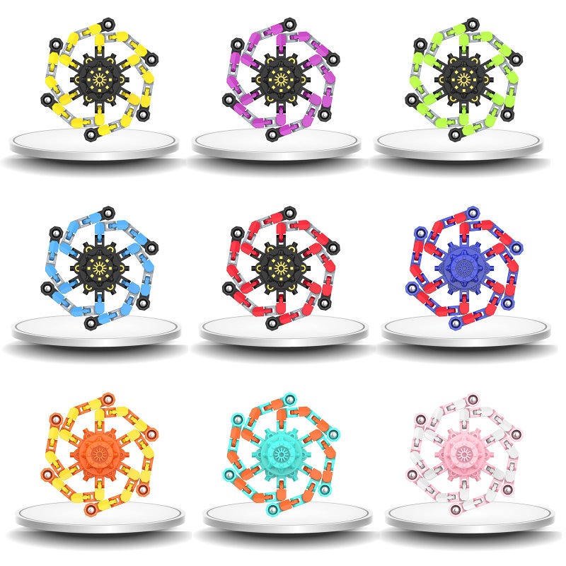 Irvotbes Easter Basket Stuffers Transformable Fidget Spinners,Funny Stress Relief Sensory Fidget Toys,Deformable Chain DIY Robot Fingertip Gyros Toy Party Favors Kids Easter Basket Stuffers(9PC) - Image 4