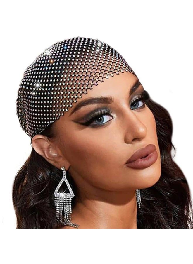 EARENT Rhinestone Head Scarf Black Rave Headbands Jewelry Bling Turban for Women - Image 1