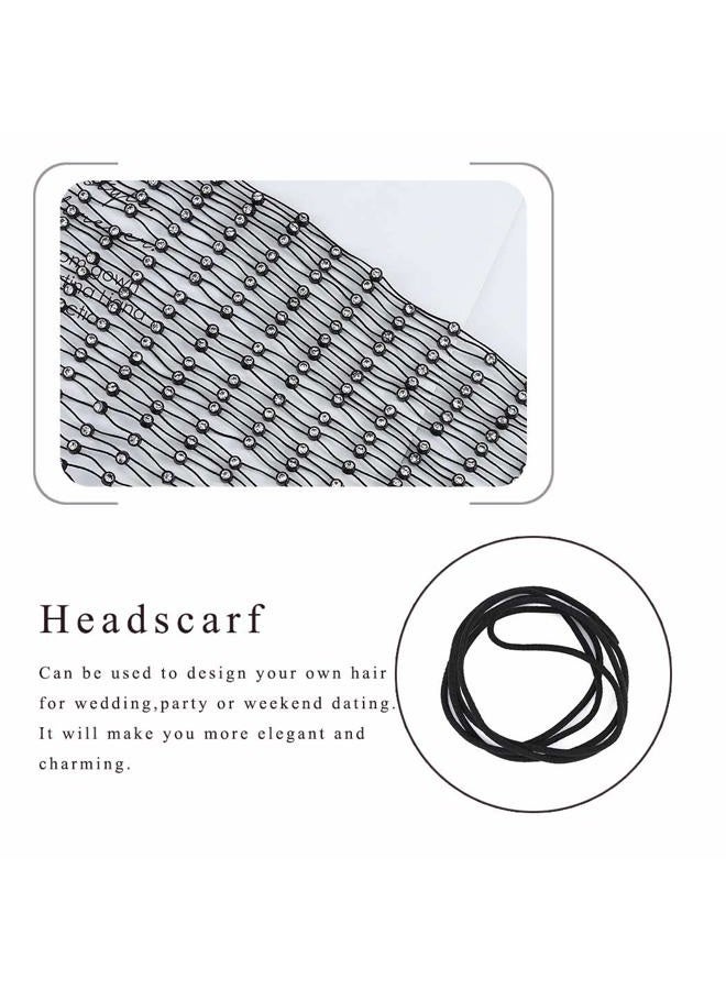 EARENT Rhinestone Head Scarf Black Rave Headbands Jewelry Bling Turban for Women - Image 4