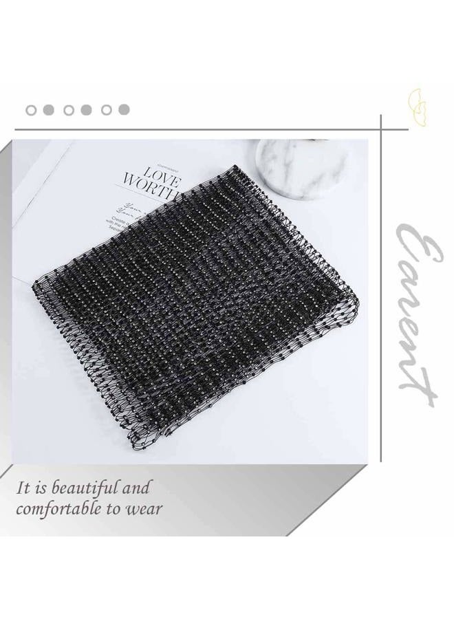EARENT Rhinestone Head Scarf Black Rave Headbands Jewelry Bling Turban for Women - Image 2