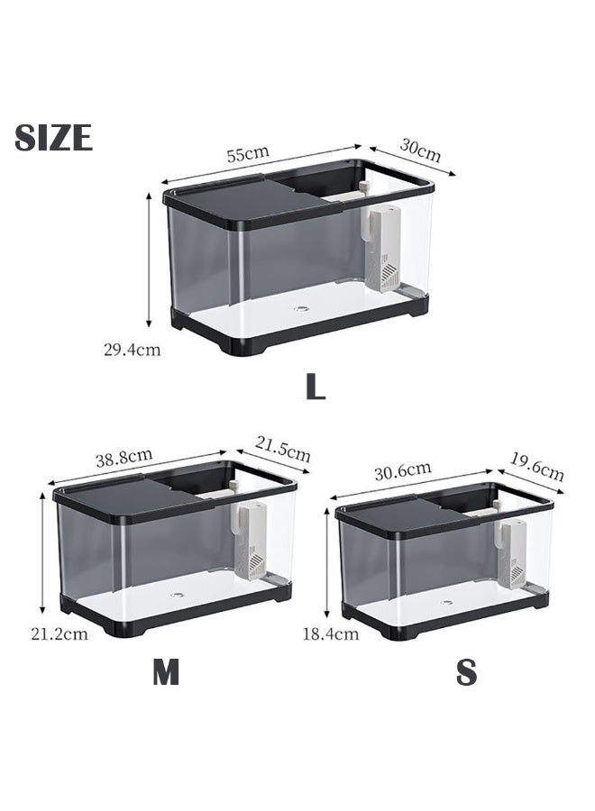 Fish Tank, Small Aquarium Tank Kit with Water Grass Lamp & Oxygen Water Pump Filter for Starters, Clear Plastic Fish Tank for Betta Fish Goldfish and Turtle (M)  - Image 2