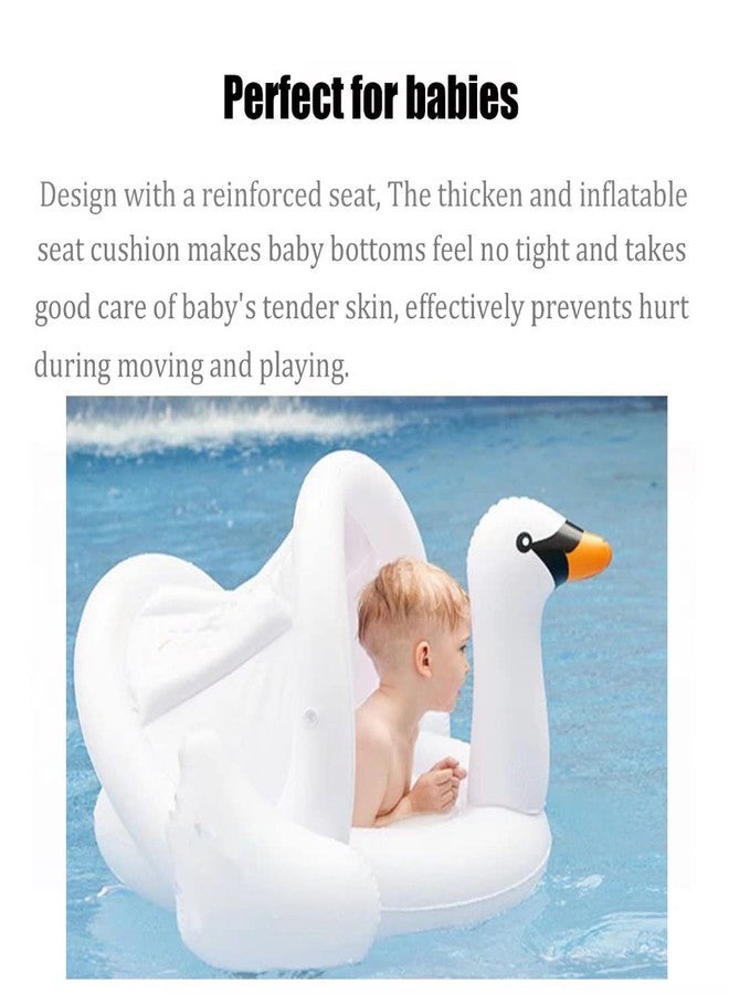 qiaoniuniu Infants Pool Swim Float with Canopy Inflatable Outdoor Swimming Ring Seat, White Swan Kids Baby Toddler from 6 Months to 48 Months - Image 4