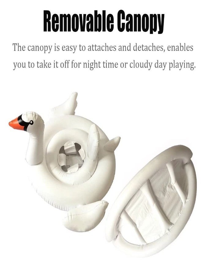 qiaoniuniu Infants Pool Swim Float with Canopy Inflatable Outdoor Swimming Ring Seat, White Swan Kids Baby Toddler from 6 Months to 48 Months - Image 3