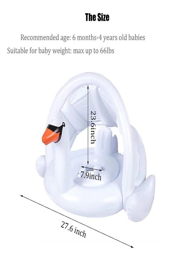 qiaoniuniu Infants Pool Swim Float with Canopy Inflatable Outdoor Swimming Ring Seat, White Swan Kids Baby Toddler from 6 Months to 48 Months - Image 5