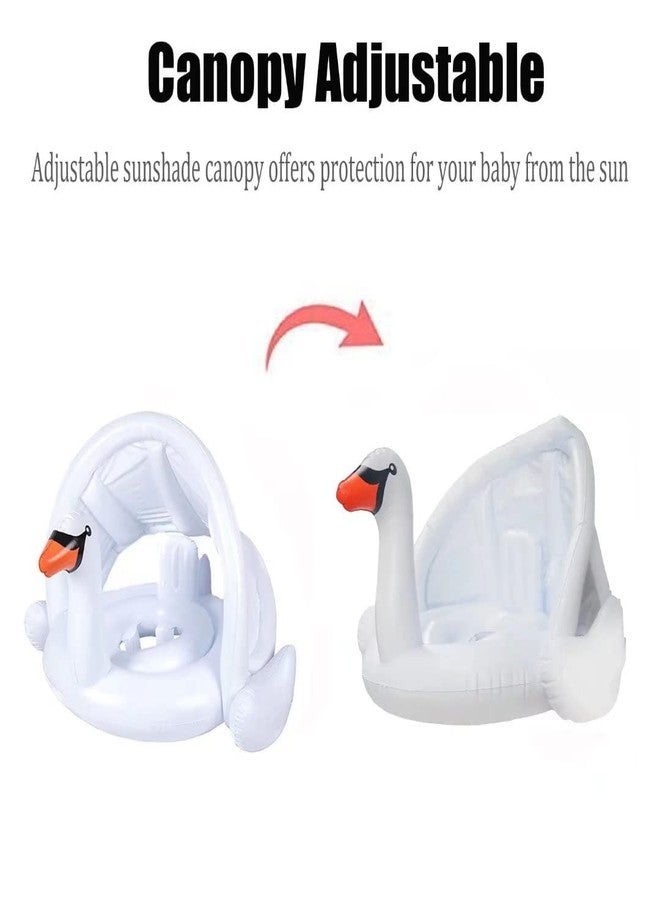 qiaoniuniu Infants Pool Swim Float with Canopy Inflatable Outdoor Swimming Ring Seat, White Swan Kids Baby Toddler from 6 Months to 48 Months - Image 2