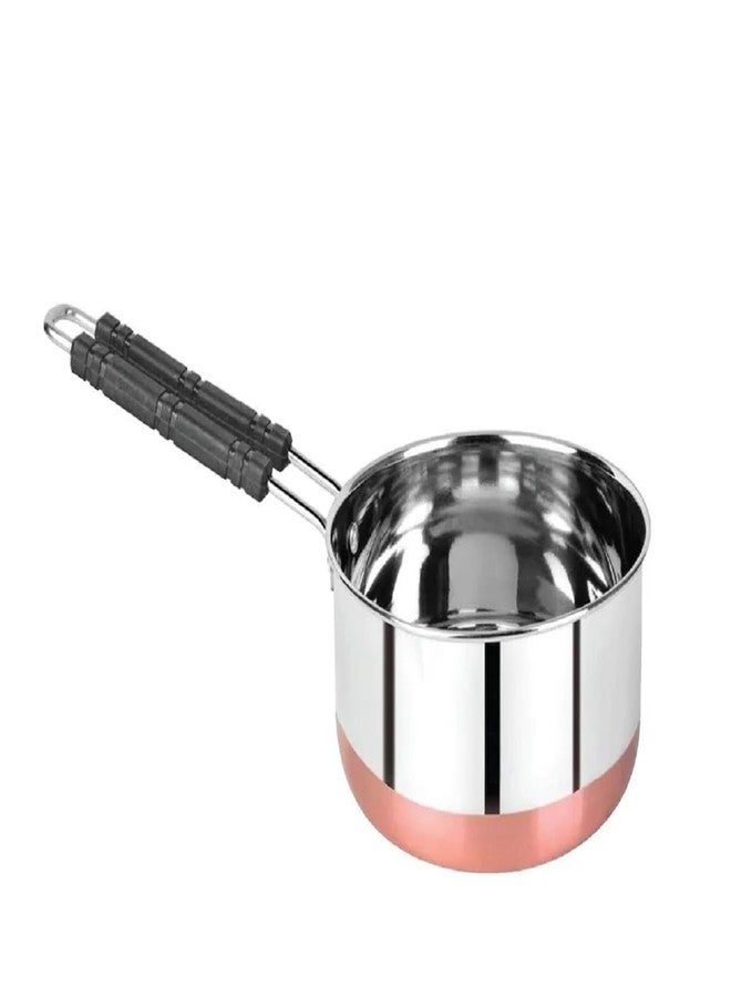 دولفين قدر دولفين من الفولاذ المقاوم للصدأ بقاعدة نحاسية ومقبض، مقاس 10، مناسب للشاي والقهوة والحليب، وعاء طهي بقاعدة حثية، عبوة من قطعة واحدة - Image 1