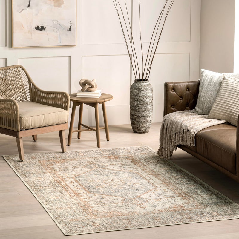 nuLOOM nuLOOM 8 x 10 SpinClean Machine Washable StainResistant Area Rug with Non Slip Backing Low Profile for Living Room Bedroom and Dining Room Jacquie Light Grey 