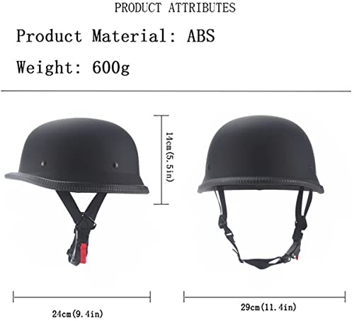 SanQing German Style Motorcycle Helmet,Adult Half Helmet Open Face DOT Approved, Motorcycle Cruiser Scooter Cool Helmet (X-Large, Matte Black) - Image 5