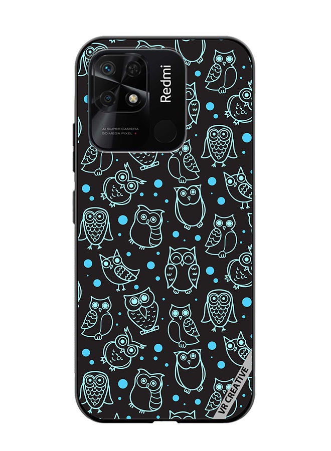 VR CREATIVE Protective Case Cover For Xiaomi Redmi 10C Night Owl Stroke Design Multicolour - Image 1