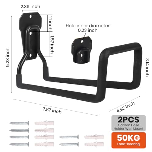Serplex® 2Pcs Heavy Duty Hose Hanger Garden Hose Storage, Metal Water Hose Holders for Outside Wall Mount Garden Hose Reel Hose Stand for Garden Hose, 110lbs Loading Capacity, for Max 150ft Hose - Image 2