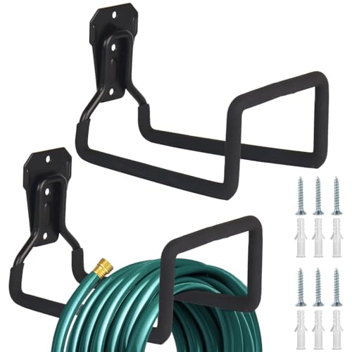 Serplex® 2Pcs Heavy Duty Hose Hanger Garden Hose Storage, Metal Water Hose Holders for Outside Wall Mount Garden Hose Reel Hose Stand for Garden Hose, 110lbs Loading Capacity, for Max 150ft Hose - Image 1