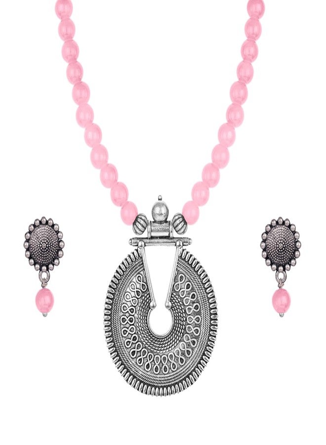 JFL - Jewellery for Less Latest Fashion Beaded Necklace Set for Women and Girls (Baby Pink),Valentine - Image 1