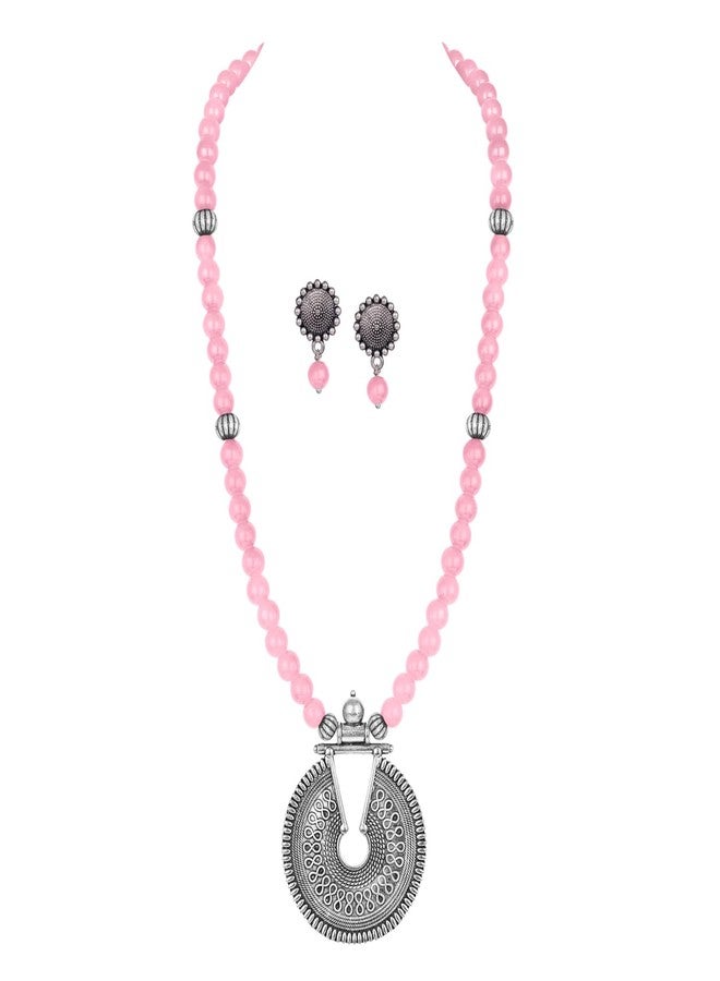 JFL - Jewellery for Less Latest Fashion Beaded Necklace Set for Women and Girls (Baby Pink),Valentine - Image 5
