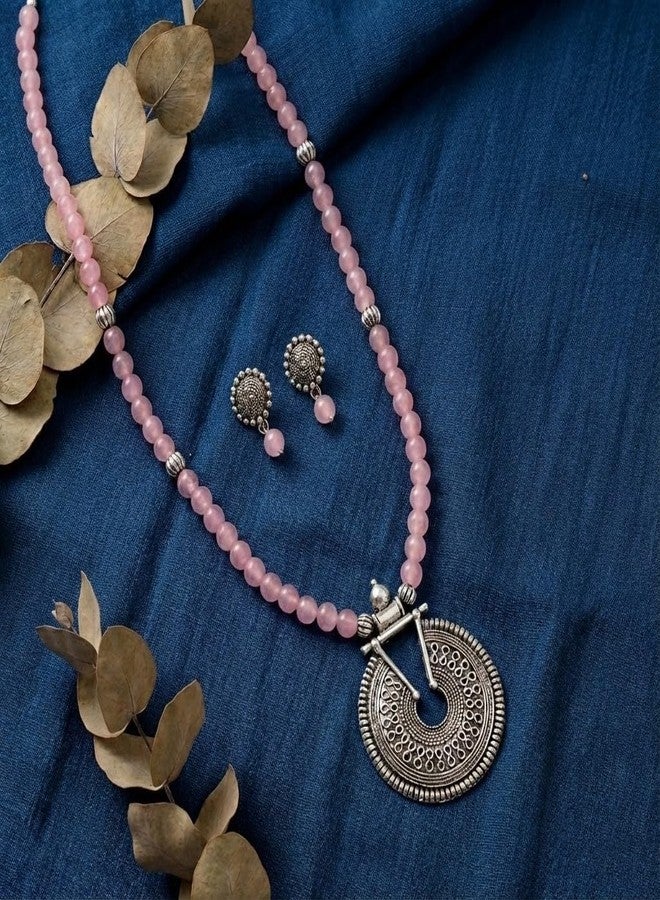 JFL - Jewellery for Less Latest Fashion Beaded Necklace Set for Women and Girls (Baby Pink),Valentine - Image 3