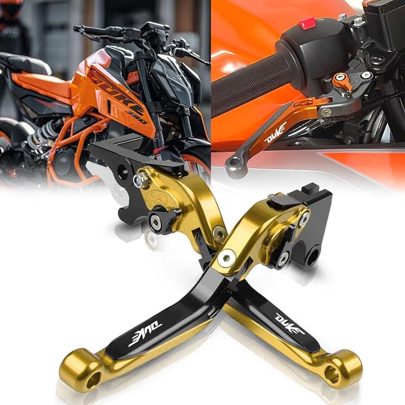 KTM Duke 390 250 200 125 Adjustable CNC Brake Clutch Lever Gold Black Gold - Image 2