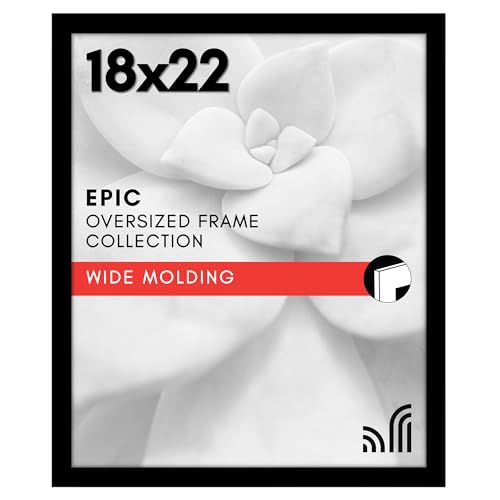 إطار صور أمريكان فلات 18x22 مع زجاج أكريليك مصقول إطار صور أسود إطارات صور عريضة مصنوعة من الخشب الهندسي للعرض العمودي أو الأفقي على الحائط مجموعة إيبك أسود