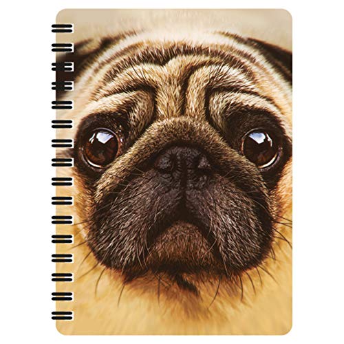 3D LiveLife Jotter - Pug from Deluxebase. Lenticular 3D Dog 6x4 Spiral Notebook with plain recycled paper pages. Artwork licensed from renowned artist David Penfound - Image 3