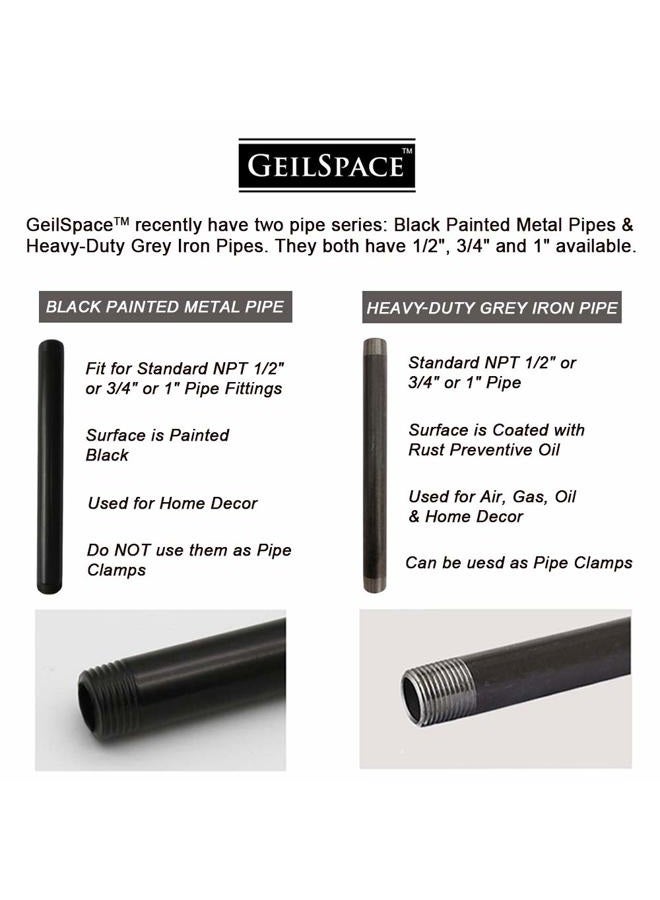 GeilSpace 3/4" x 42" Heavy Duty Pre-Cut Grey Metal Pipe, Industrial Steel Fits Standard 3/4 Inch Threaded Pipes and Fittings - Vintage DIY Industrial Shelving (3/4" × 42", Grey) - Image 3