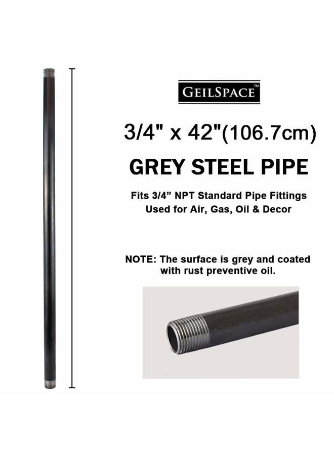 GeilSpace 3/4" x 42" Heavy Duty Pre-Cut Grey Metal Pipe, Industrial Steel Fits Standard 3/4 Inch Threaded Pipes and Fittings - Vintage DIY Industrial Shelving (3/4" × 42", Grey) - Image 2