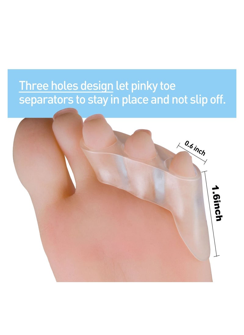 Excefore - Pinky Toe Separator and Protectors, 3-Holes Toe Separators for Overlapping Toe, for Curled Pinky Toes Correct and Protect, Pain Relief from Friction 5 Pairs (Clear) - Image 1