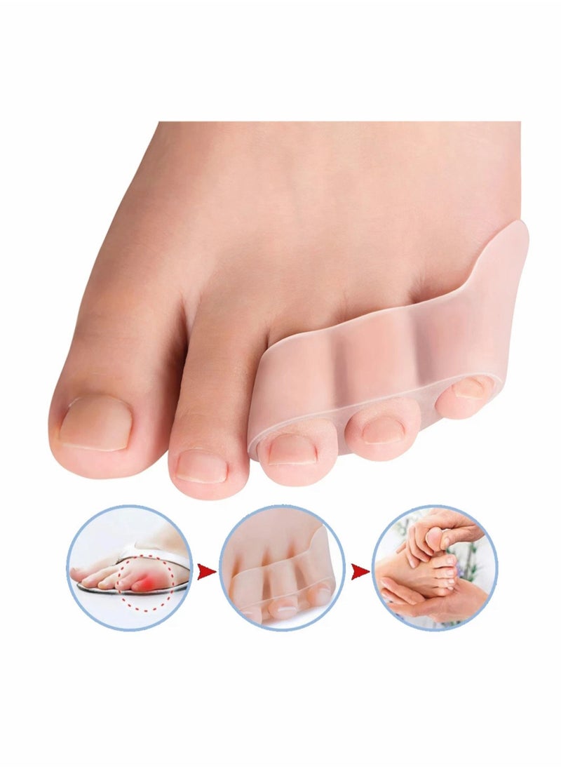 Excefore - Pinky Toe Separator and Protectors, 3-Holes Toe Separators for Overlapping Toe, for Curled Pinky Toes Correct and Protect, Pain Relief from Friction 5 Pairs (Clear) - Image 1