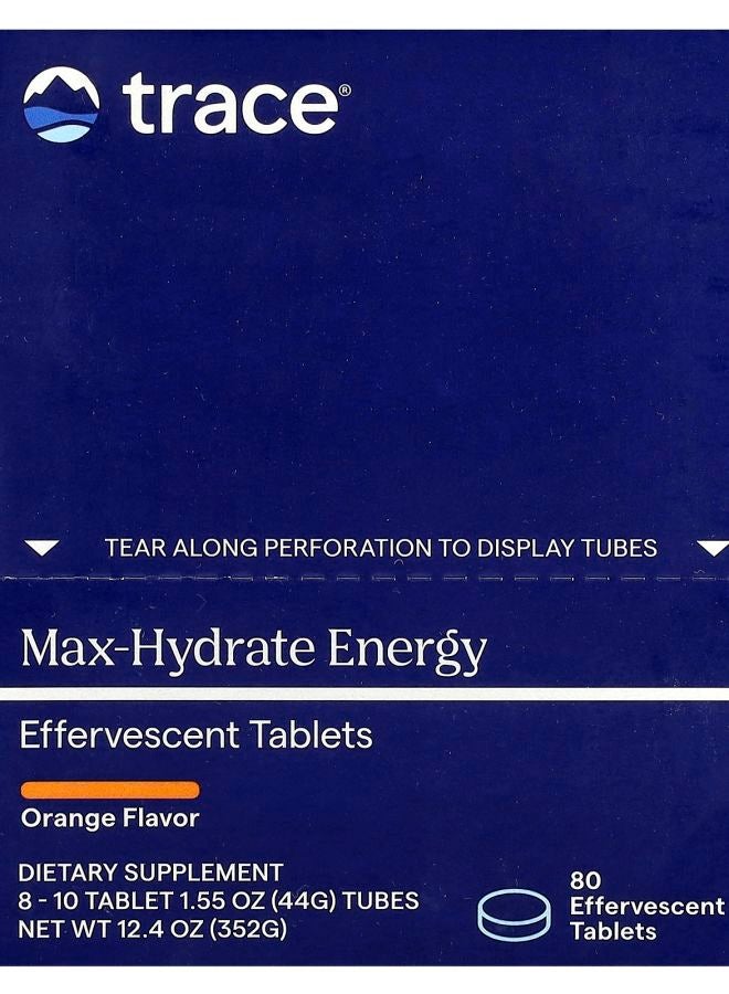 TRACE أقراص ماكس-هايدريت للطاقة الفوارة بنكهة البرتقال 8 - 10 قرص 1.55 أونصة (44 جرام) أنابيب - Image 1