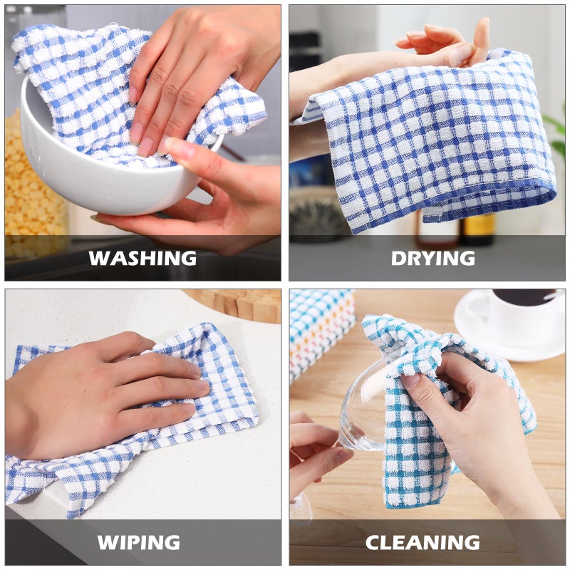 Oeleky 100% Cotton Kitchen Dish Cloths for Washing Dishes, 12x12 Inches Dish Rags, Absorbent Kitchen Cloths Pack of 8, Quick Drying Cleaning Cloths (Mix-3, 12"x12") - Image 4