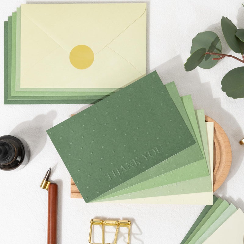 Crisky Embossed Thank You Cards with Envelopes & Stickers 50 Pack Thank You Notes Bulk for Birthday, Baby Shower,Bridal Shower, Wedding, Graduation - Shade of Sage Green - Image 3