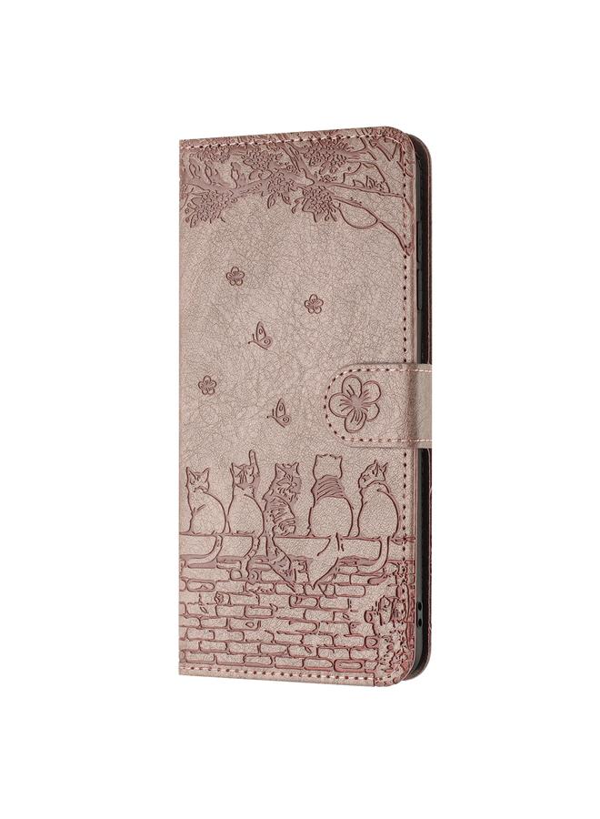 S-TOP Case For Samsung Galaxy S24 Cat Embossing Pattern Leather Phone Case with Lanyard - Image 2