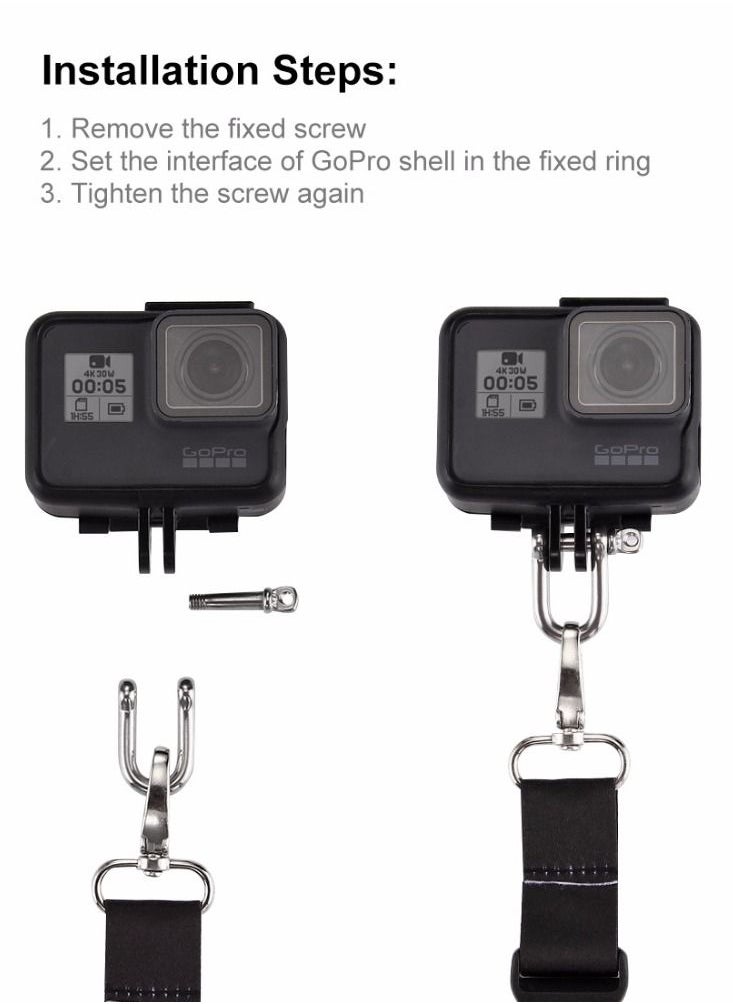 PULUZ - Long Neck Strap Lanyard Sling 60cm Detachable for GoPro Hero11 Black / HERO10 Black / HERO9 Black /HERO8 / HERO7 /5 Session /4 Session /4 /3+ /3 /2 /1 / Max, DJI OSMO Action & Other Action Cameras - Image 1