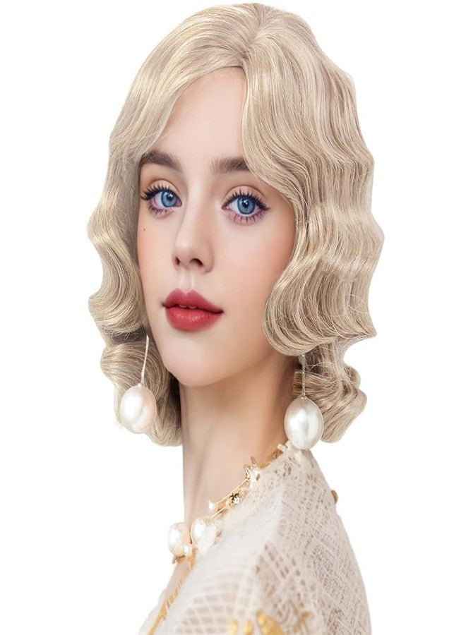 Dai Cloud Blonde 1920s Wig for Women Long Finger Wave Party Hair Synthetic Full Vintage Blonde Wigs for Womens Lady Cosplay Costume Fancy Dress Flapper Wig - Image 1