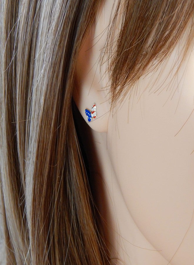 آيسروز طقم أقراط من الفضة الإسترليني عيار 925 من آيسيروز، مكون من زوجين، بتصميم علم الولايات المتحدة الأمريكية، احتفالاً بيوم الاستقلال الأمريكي (4 يوليو). - Image 2