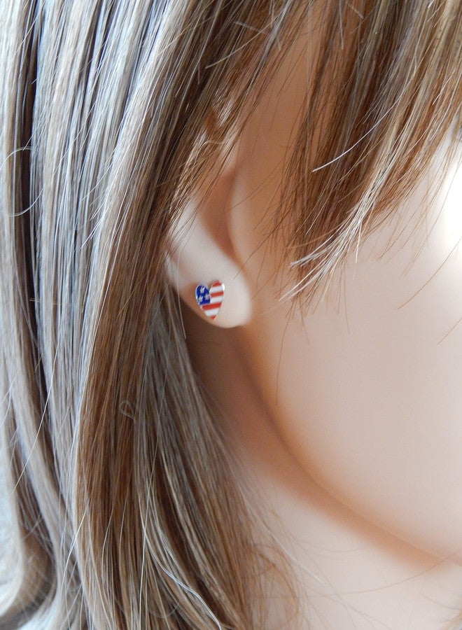 آيسروز طقم أقراط من الفضة الإسترليني عيار 925 من آيسيروز، مكون من زوجين، بتصميم علم الولايات المتحدة الأمريكية، احتفالاً بيوم الاستقلال الأمريكي (4 يوليو). - Image 3