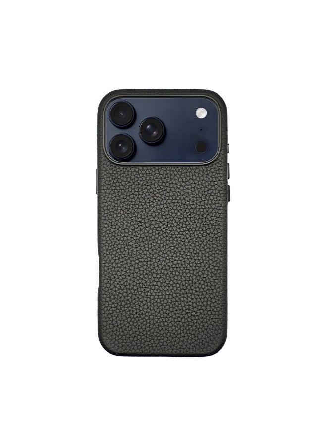 A-Case It’s My Case Amur Genuine Leather MagSafe Case for iPhone 17 Pro Max – Slim Fit Shockproof Protective Cover with Lychee Texture, Raised Camera Protection & Tactile Buttons – Black - Image 2