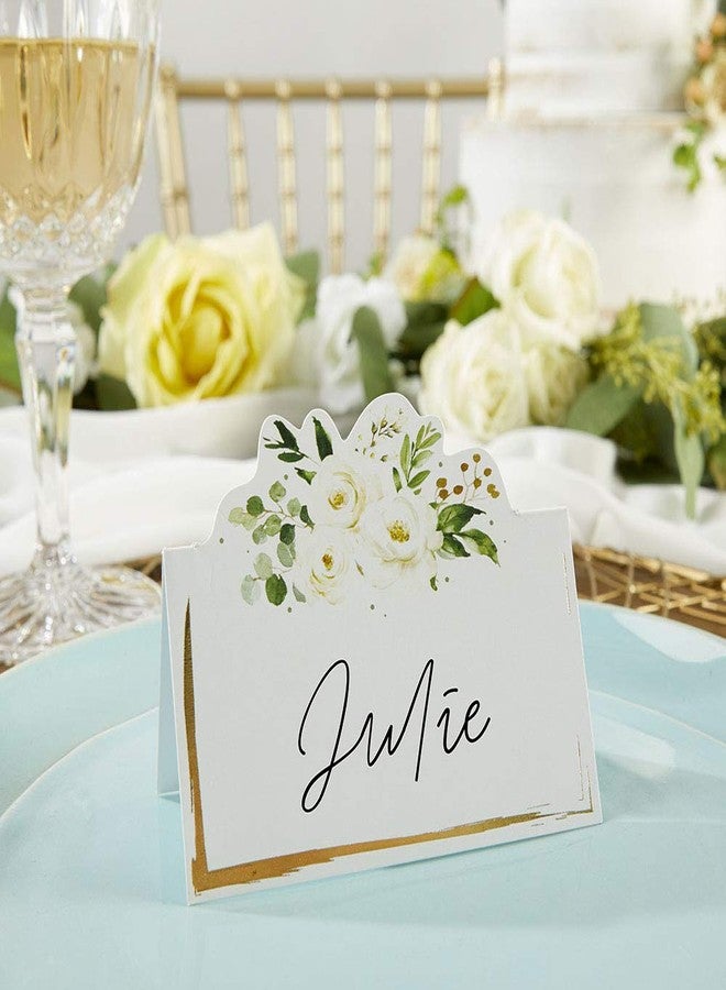 Kate Aspen Sage Green Party Decorations, Eucalyptus Floral Tent Place Cards (Set of 50) - Perfect for Greenery Baby Shower & Bridal Showers - Image 1