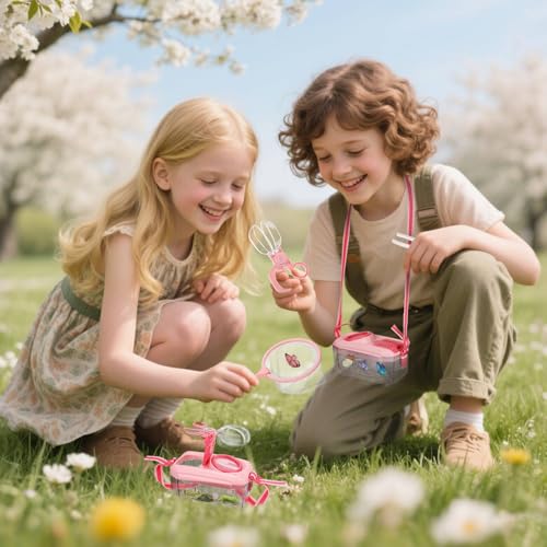 Big Gun 2 Set Bug Catcher for Kids Educational Bug Catching Kit Including Butterfly Net Insect Clip Tweezer Outdoor Toys for Kids Ages 310 Pink - Image 5