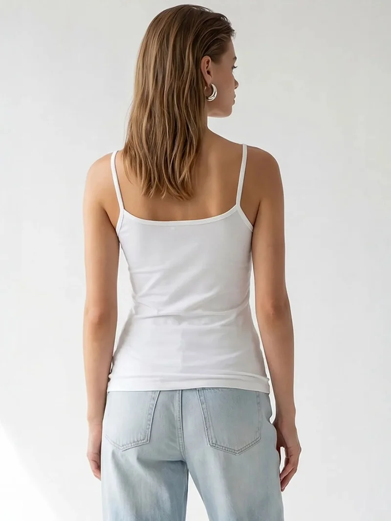Mixray White MIXRAY Fitted Viscose Lace Cami Top for Women | Best Price UAE