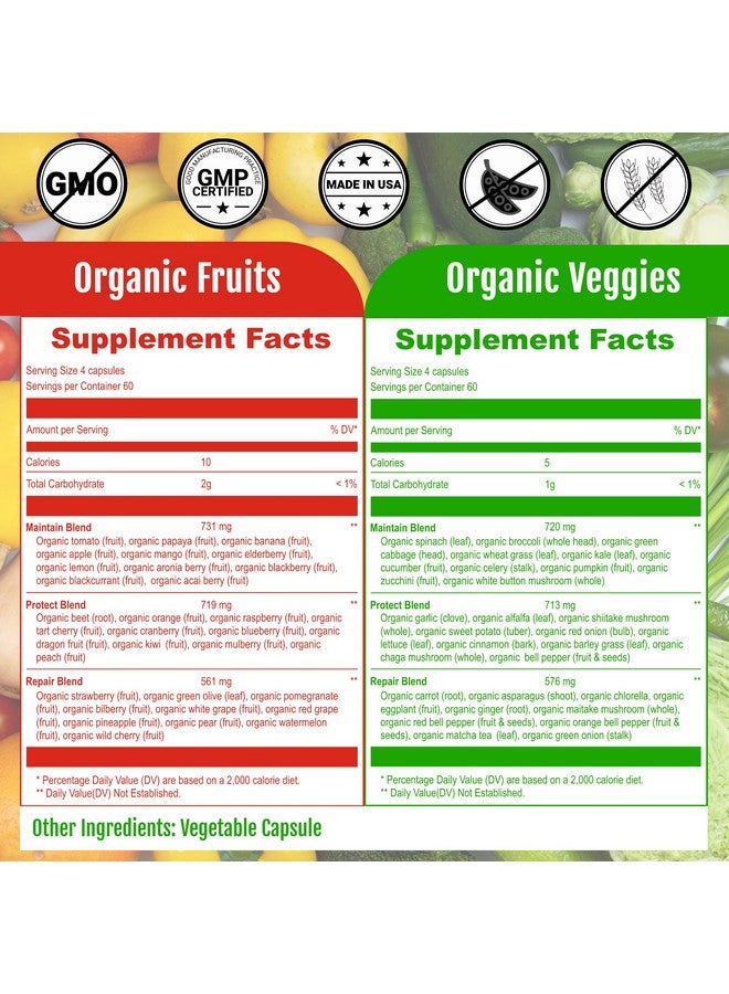 UpNourish Organic Fruits and Veggies Supplement - Support Diet Balance, Body Cleanse & Energy - 480 Fruits and Super Greens Capsules from Nature - Fruit and Vegetable Supplements for Adults & Kids - Image 3