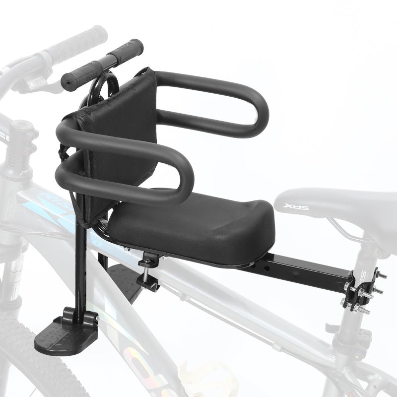SHOWBEAN Kids Bike Seat Front Mounted and Handlebar Child Bike Seat Detachable Front Mounted Toddler Bicycle Seats Bicycle Seats with Foot Pedals for Children 2~5 Years Compatible with All Adult MTB - Image 1