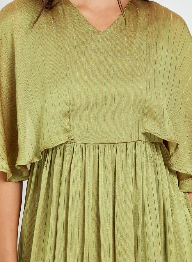 Styli olive green Women Green Cape Sleeve Maxi Dress for Women | Best Price UAE
