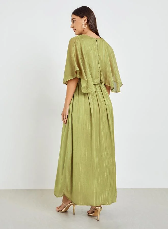 Styli olive green Women Green Cape Sleeve Maxi Dress for Women | Best Price UAE