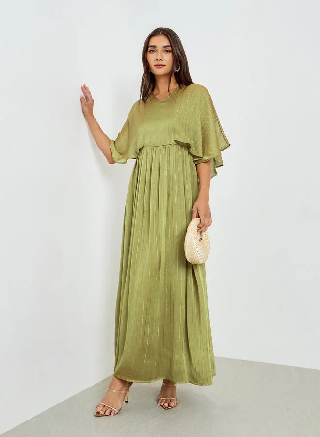 Styli olive green Women Green Cape Sleeve Maxi Dress for Women | Best Price UAE