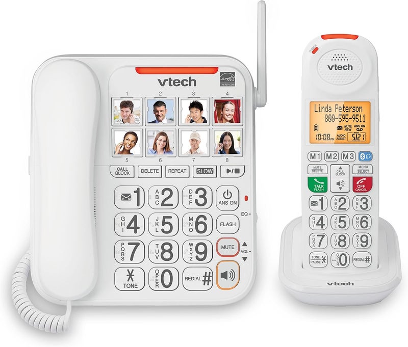 VTech SN5147 Amplified Corded/Cordless Senior Phone with Answering Machine and Call Blocking - Image 1